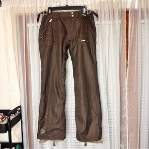Snowboarding Brown Herringbond Pants with Adjustable Size